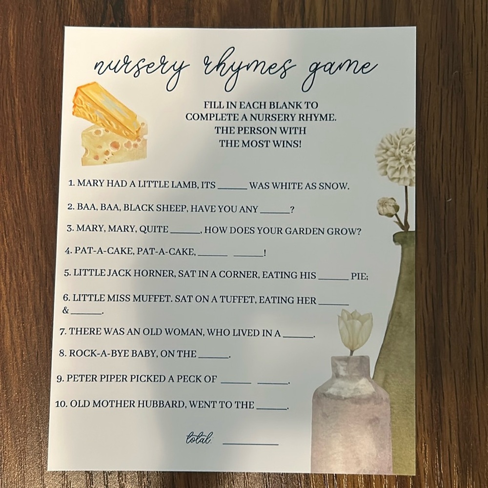 Baby shower game